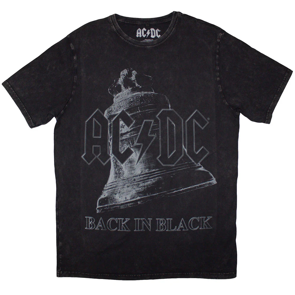 AC/DC Unisex Stone Wash T-Shirt: Back In Black Bell